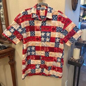 Vintage HIGH SEAS Patriotic Red, White, and Blue Men's Shirt July 4th Size Large